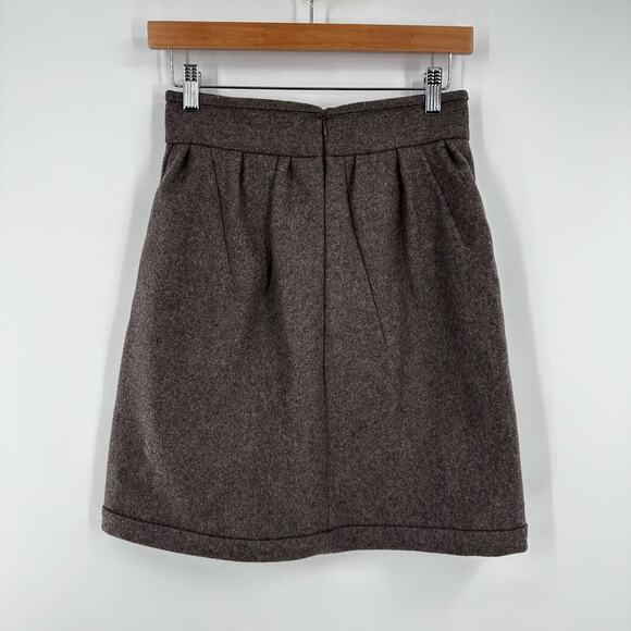 Uniqlo x Jil Sander +J Skirt Size 2 Wool‎ Bow Brown Liner Twee - Picture 7 of 11